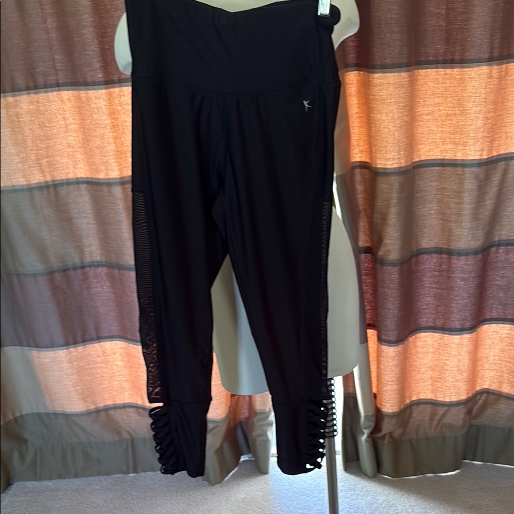 Black Women's Pants with Mesh Detail
